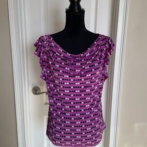 Worthington Purple and Black Polka Dot Blouse